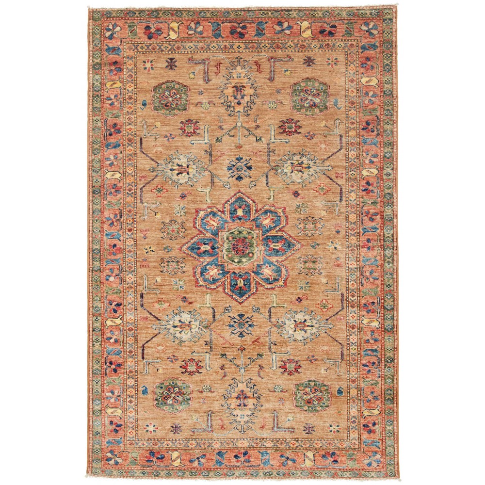 Tappeto Kazak Fine Pakistan marrone arancione 126x192