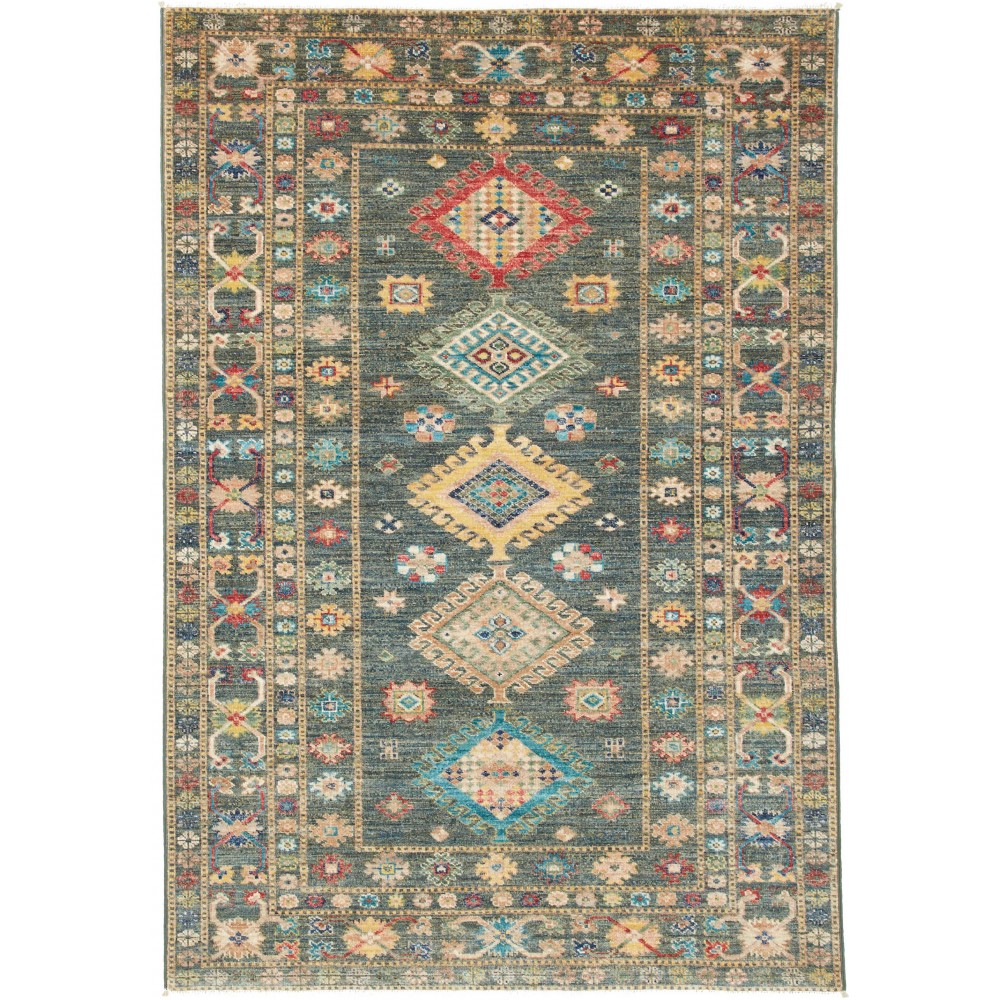 Tappeto Kazak Fine Pakistan bianco grigio 125x181