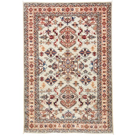 Tappeto Kazak Fine Pakistan bianco grigio 124x183