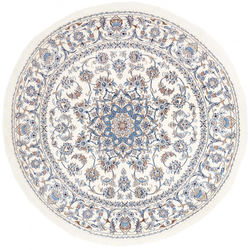 Tappeto Nain Kashmar Persia bianco azzurro 202x200