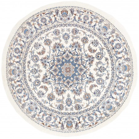 Tappeto Nain Kashmar Persia bianco azzurro 202x200