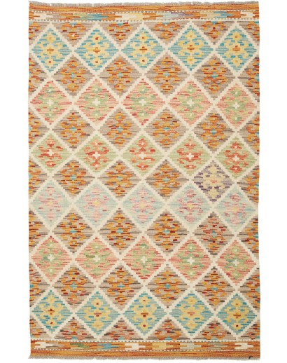 Tappeto Kilim Afghanistan marrone azzurro 106x159