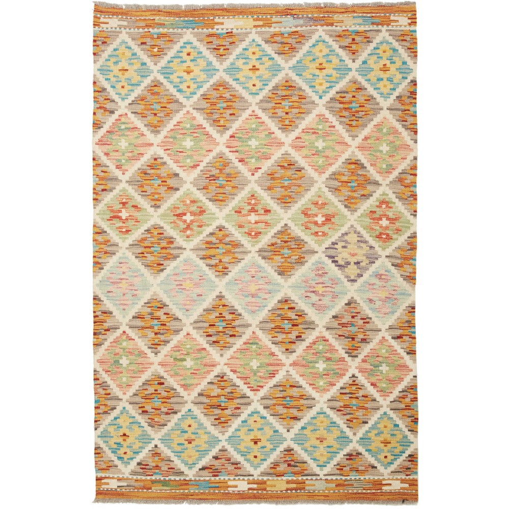 Tappeto Kilim Afghanistan marrone azzurro 106x159