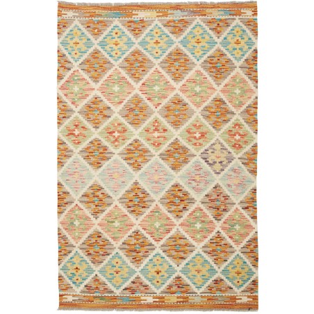 Tappeto Kilim Afghanistan marrone azzurro 106x159