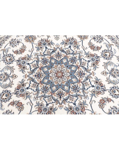Tappeto Nain Kashmar Persia bianco azzurro 202x200