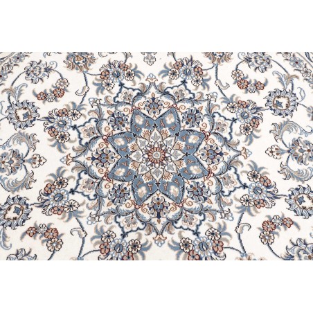 Tappeto Nain Kashmar Persia bianco azzurro 202x200