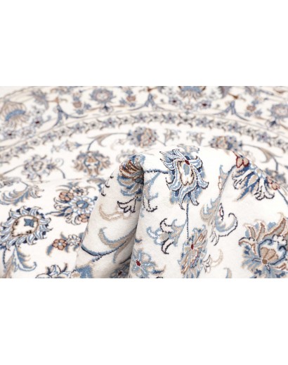 Tappeto Nain Kashmar Persia bianco azzurro 202x200