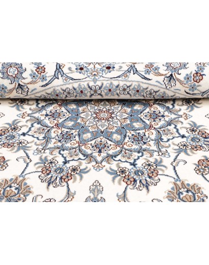 Tappeto Nain Kashmar Persia bianco azzurro 202x200