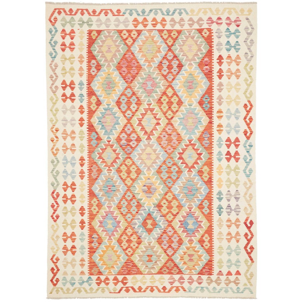 Tappeto Kilim Afghanistan giallo rosso 176x242