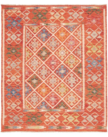 Tappeto Kilim Afghanistan rosso marrone 161x191
