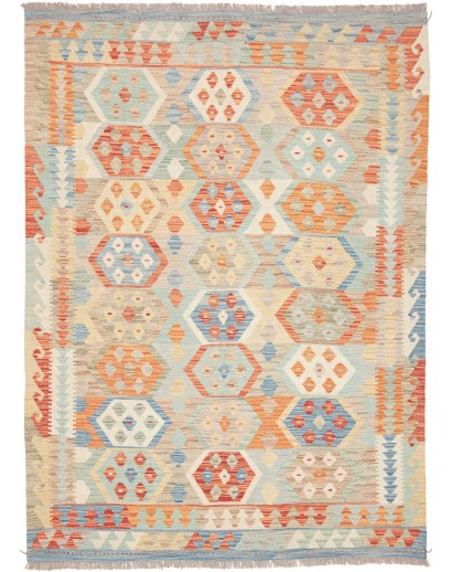 Tappeto Kilim Afghanistan marrone rosso 151x203