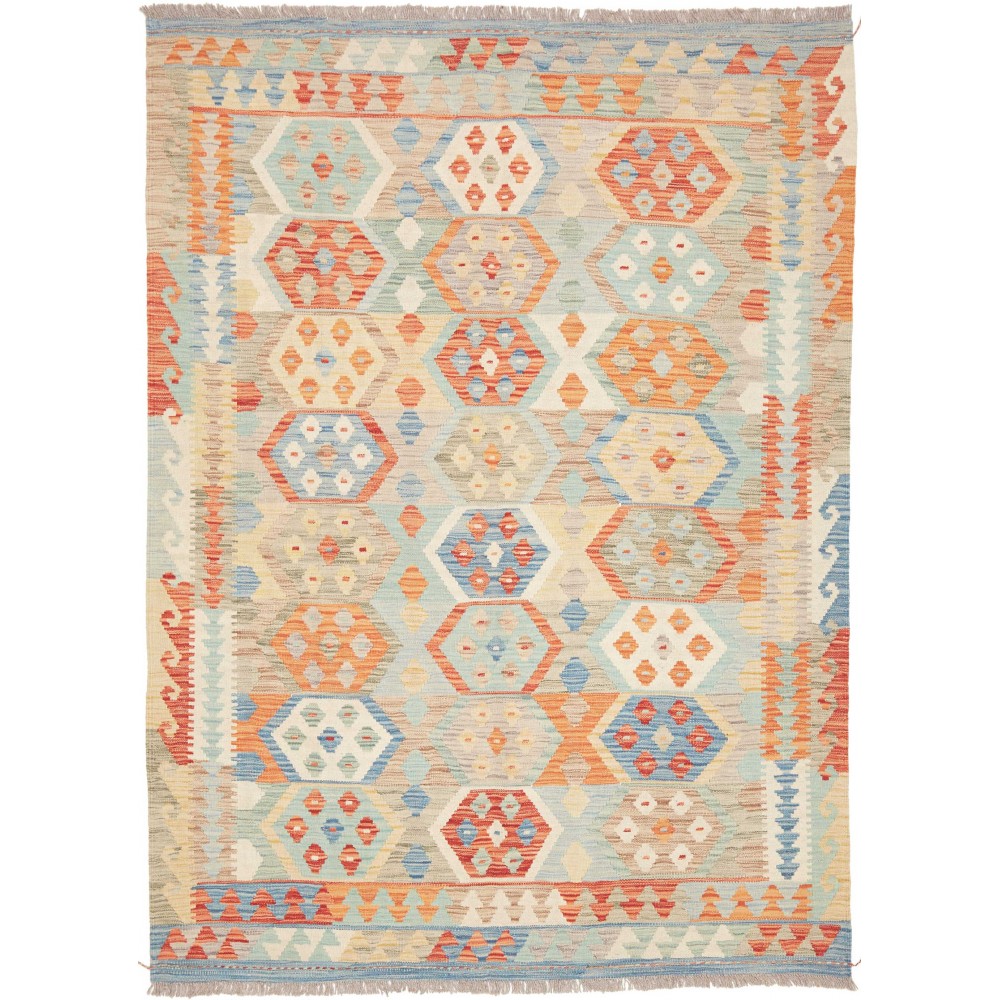 Tappeto Kilim Afghanistan marrone rosso 151x203