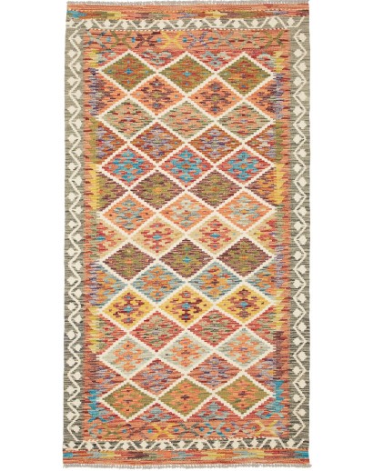 Tappeto Kilim Afghanistan marrone grigio 107x199