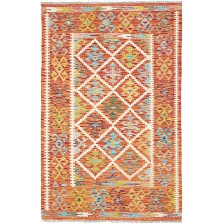 Tappeto Kilim Afghanistan arancione marrone 101x154