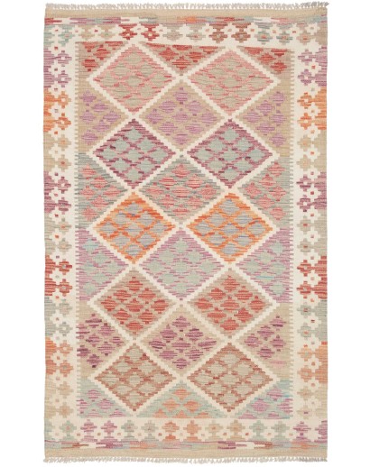 Tappeto Kilim Afghanistan marrone bianco 99x157