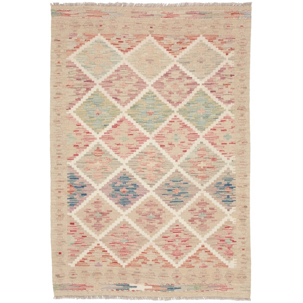 Tappeto Kilim Afghanistan marrone bianco 103x149