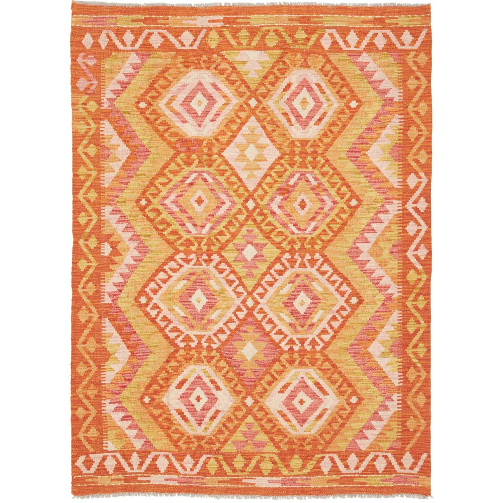 Tappeto Kilim Afghanistan arancione marrone 129x177