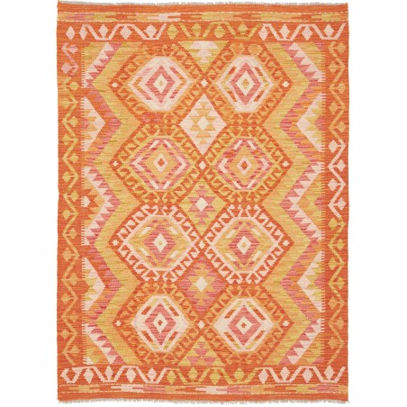 Tappeto Kilim Afghanistan arancione marrone 129x177