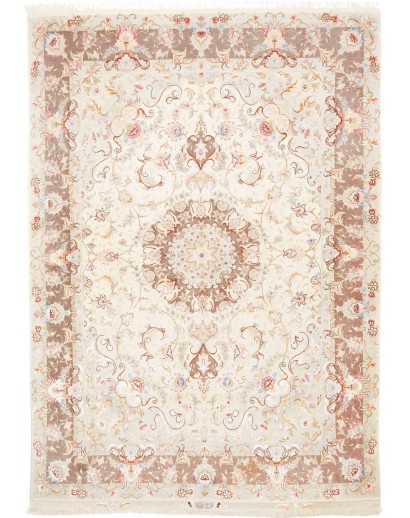 Tappeto Tabriz 50 Raj Persia bianco marrone 149x214