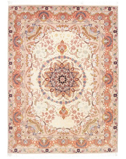 Tappeto Tabriz 50 Raj Persia giallo grigio 148x202
