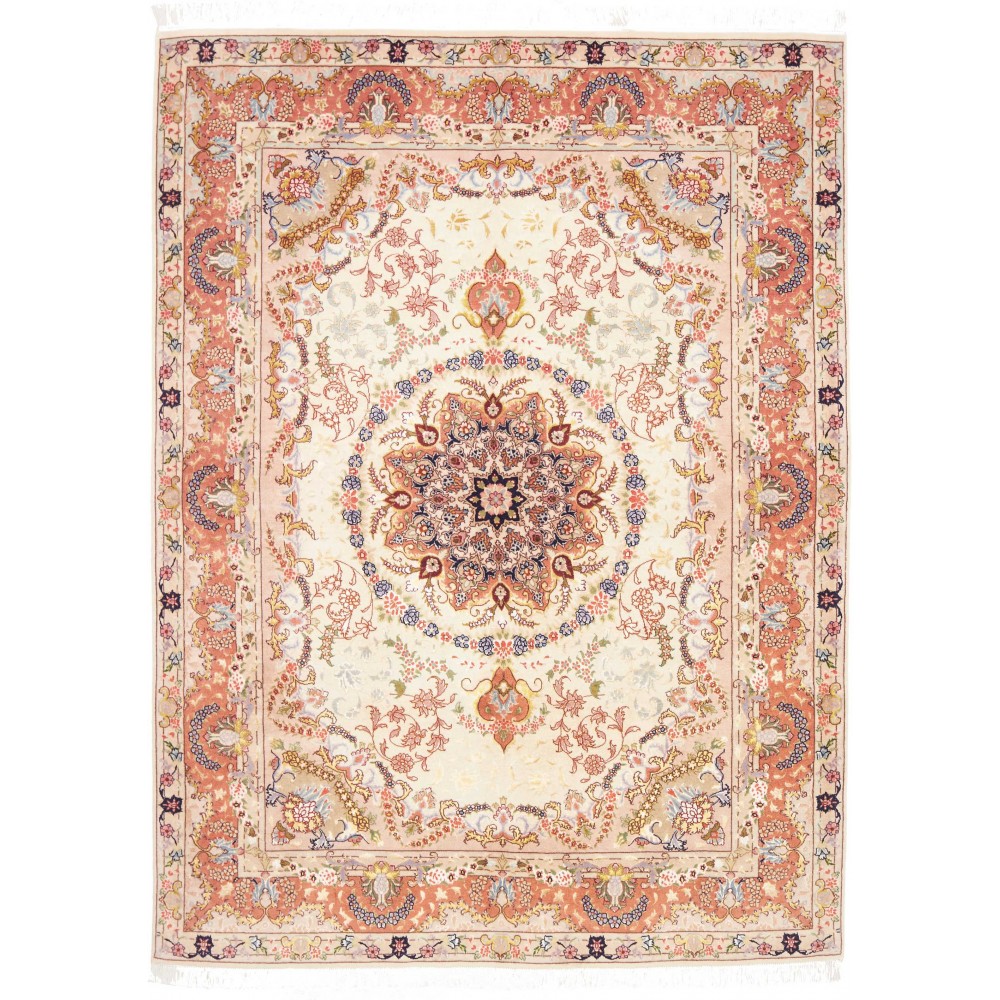 Tappeto Tabriz 50 Raj Persia giallo grigio 148x202