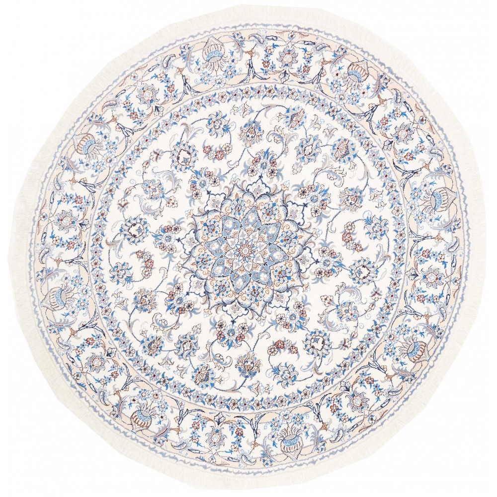 Tappeto Nain Kashmar Persia bianco grigio 202x210