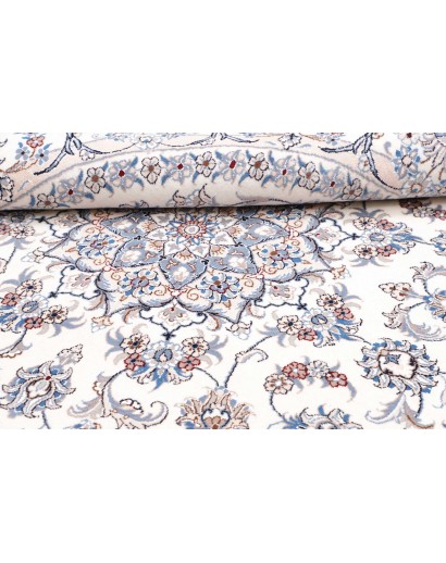 Tappeto Nain Kashmar Persia bianco grigio 202x210