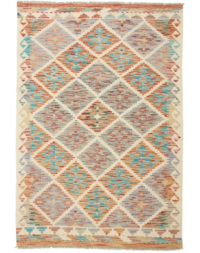 Tappeto Kilim Afghanistan marrone blu 98x144