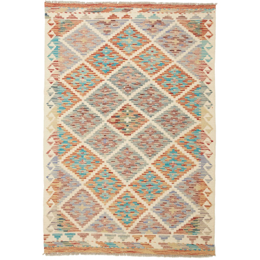 Tappeto Kilim Afghanistan marrone blu 98x144