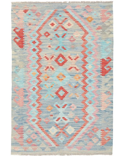 Tappeto Kilim Afghanistan beige arancione 103x155