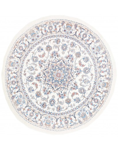 Tappeto Nain Kashmar Persia bianco azzurro 203x208