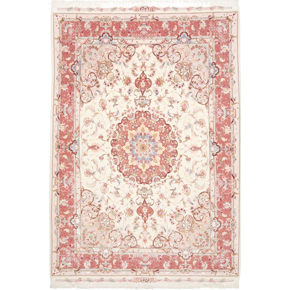 Tappeto Tabriz 70 Raj Persia bianco marrone 149x220