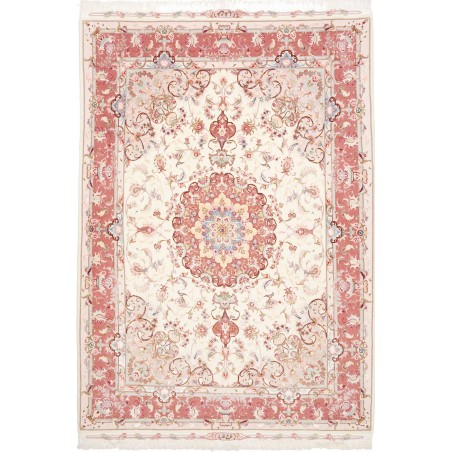 Tappeto Tabriz 70 Raj Persia bianco marrone 149x220