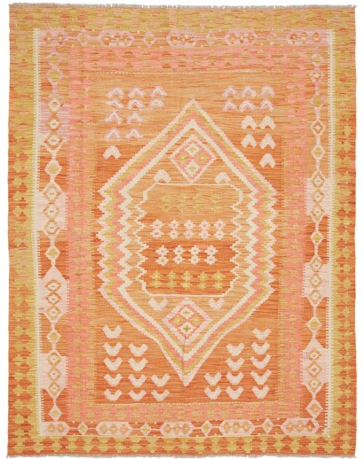 Tappeto Kilim Afghanistan arancione beige 152x200
