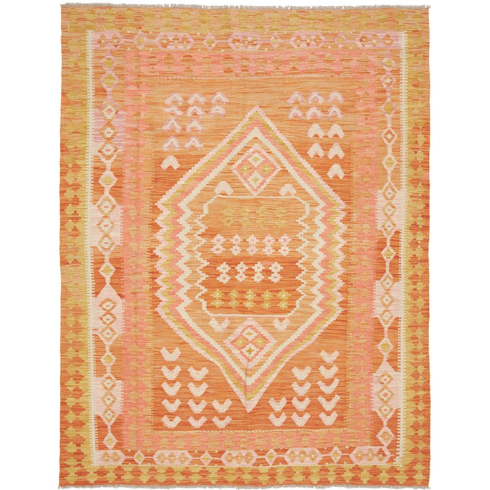 Tappeto Kilim Afghanistan arancione beige 152x200