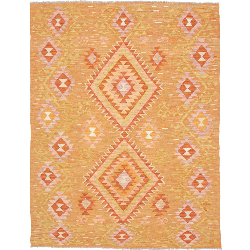 Tappeto Kilim Afghanistan arancione marrone 152x197