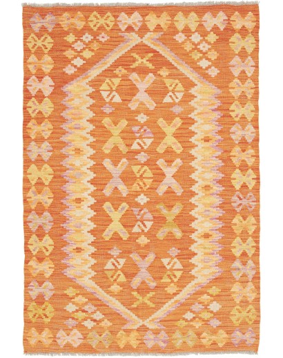 Tappeto Kilim Afghanistan arancione marrone 100x149