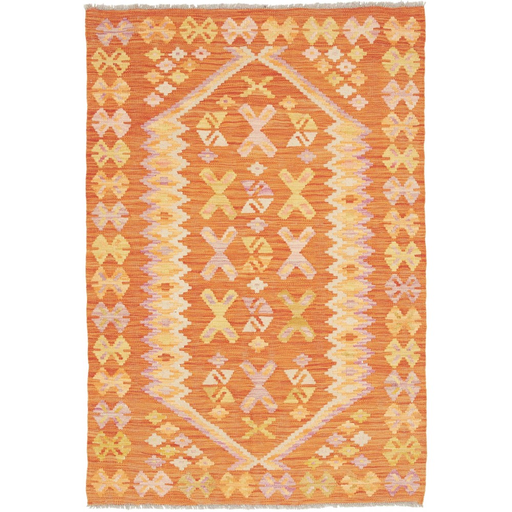 Tappeto Kilim Afghanistan arancione marrone 100x149