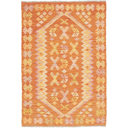 Tappeto Kilim Afghanistan arancione marrone 100x149