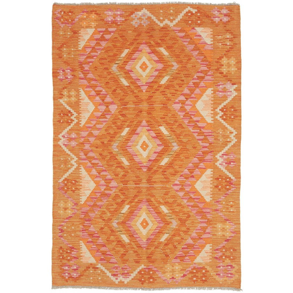 Tappeto Kilim Afghanistan arancione marrone 101x153