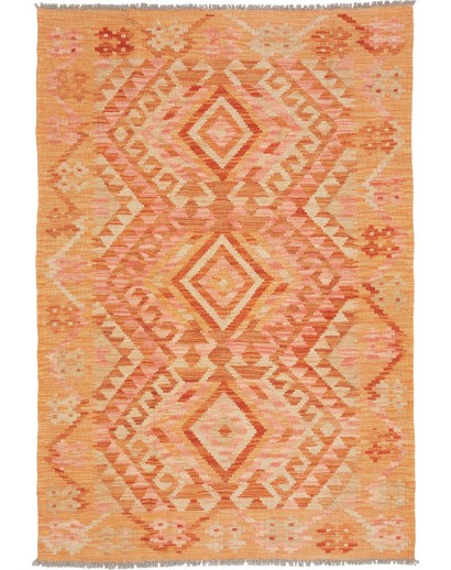 Tappeto Kilim Afghanistan arancione marrone 102x153