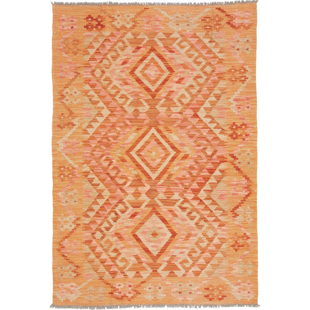 Tappeto Kilim Afghanistan arancione marrone 102x153