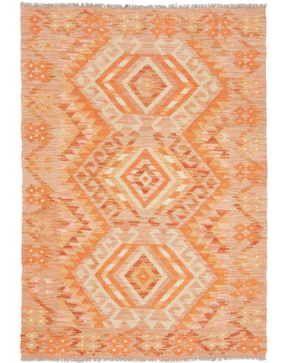 Tappeto Kilim Afghanistan marrone arancione 103x148