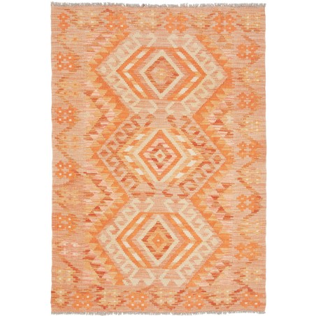 Tappeto Kilim Afghanistan marrone arancione 103x148
