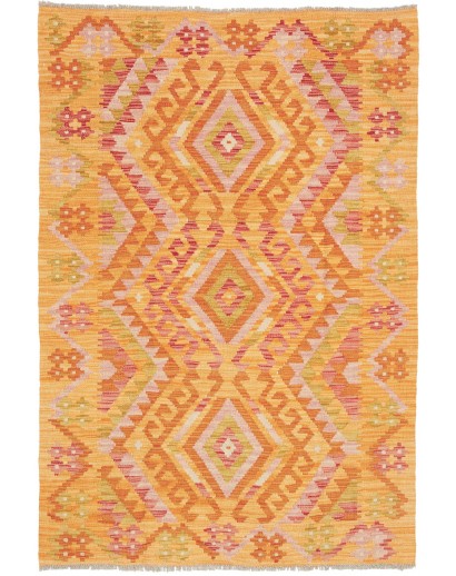 Tappeto Kilim Afghanistan marrone arancione 104x153