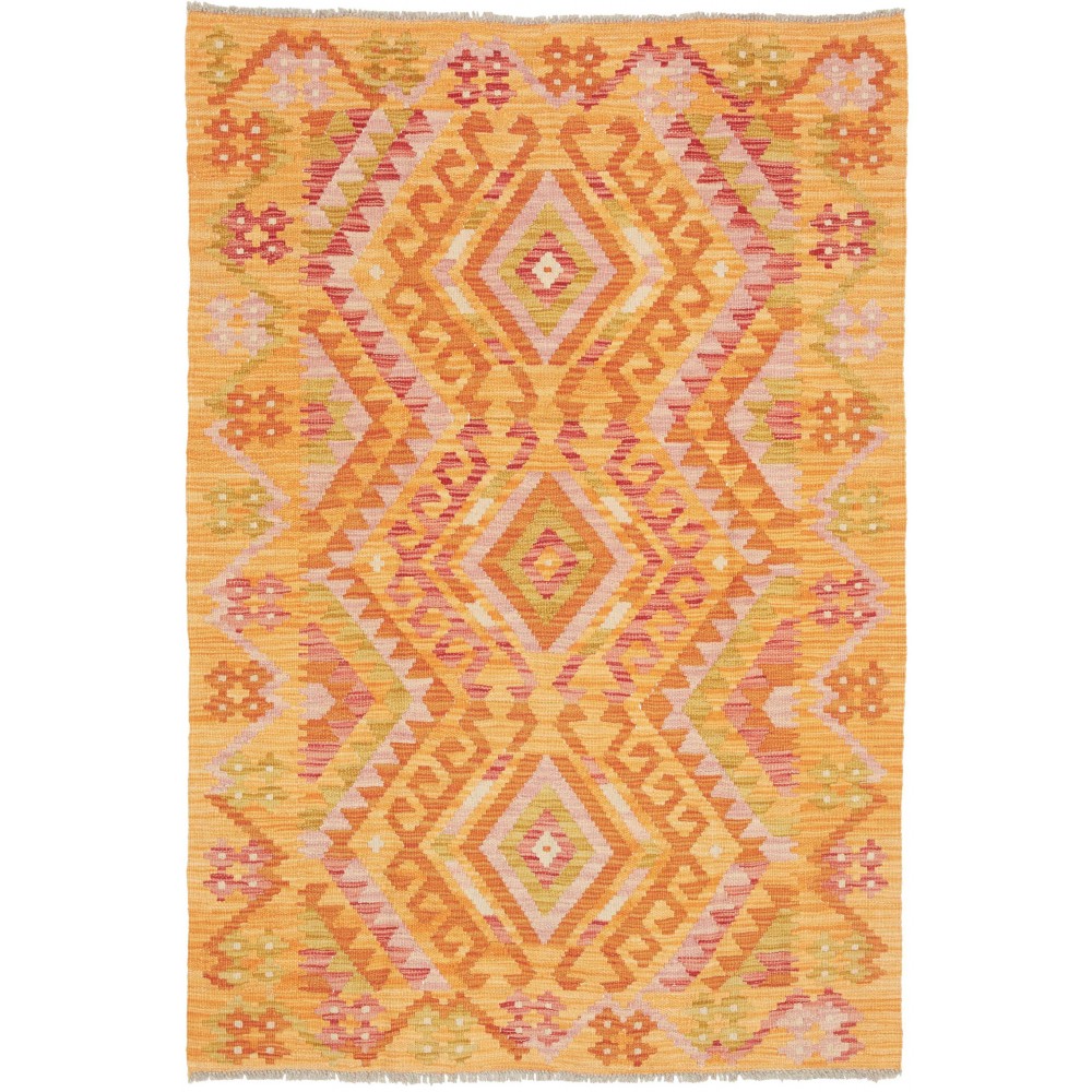 Tappeto Kilim Afghanistan marrone arancione 104x153