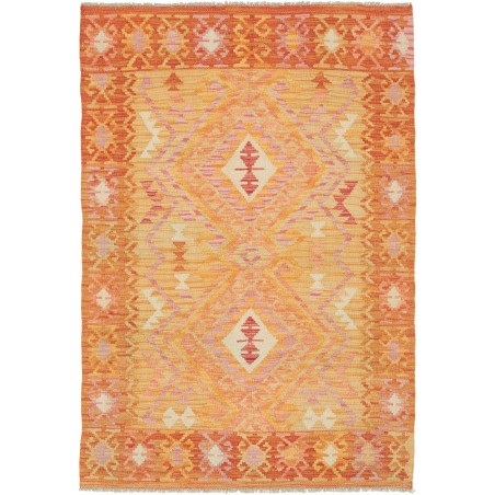 Tappeto Kilim Afghanistan arancione marrone 102x149