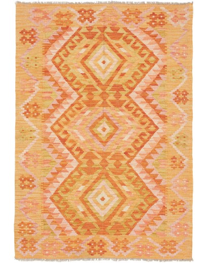 Tappeto Kilim Afghanistan arancione rosso 103x152