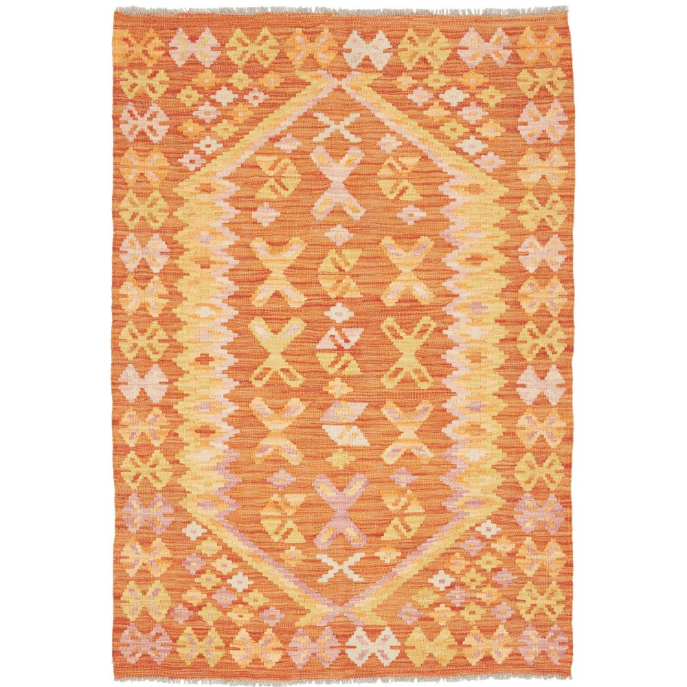 Tappeto Kilim Afghanistan arancione marrone 100x146