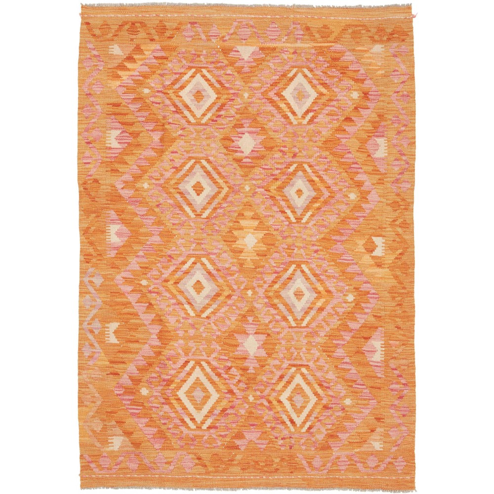 Tappeto Kilim Afghanistan arancione marrone 121x175
